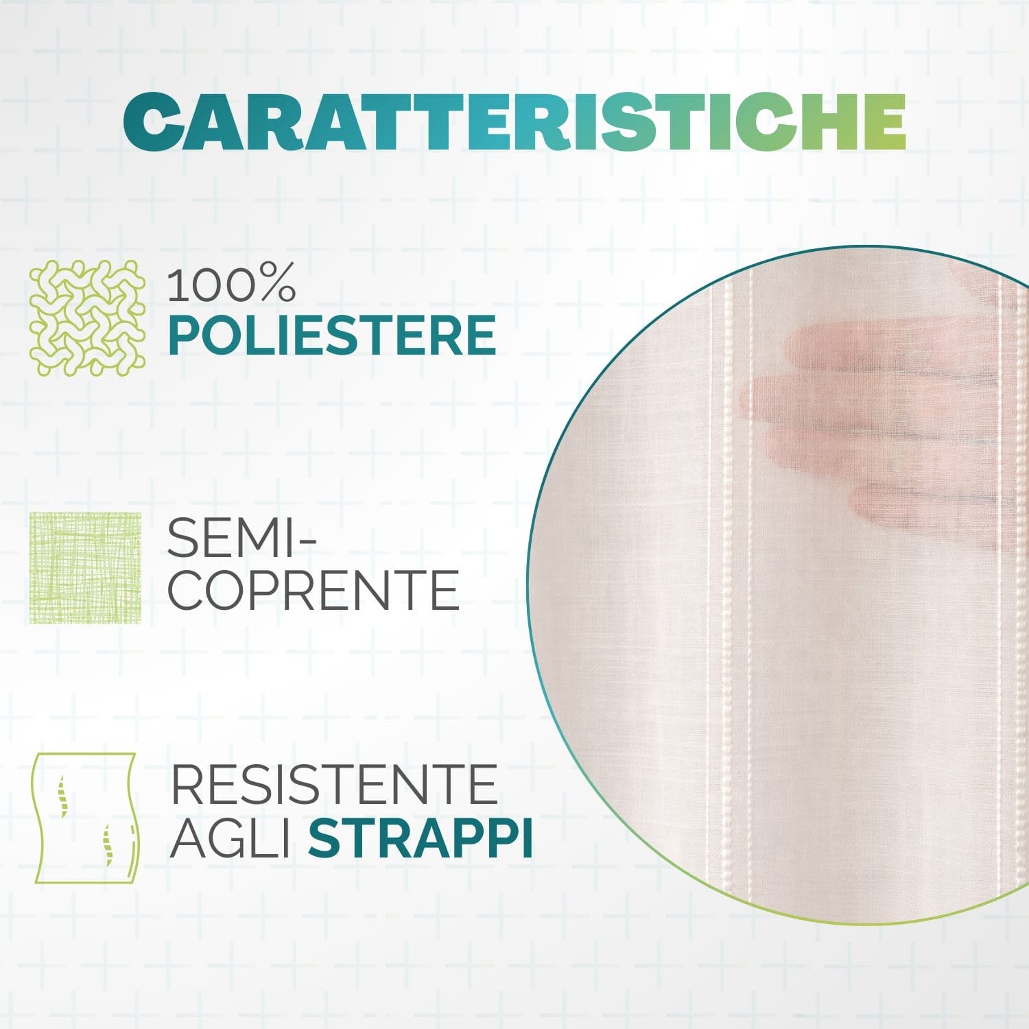 Tenda bianca 100% poliestere semi coprente resistente agli strappi