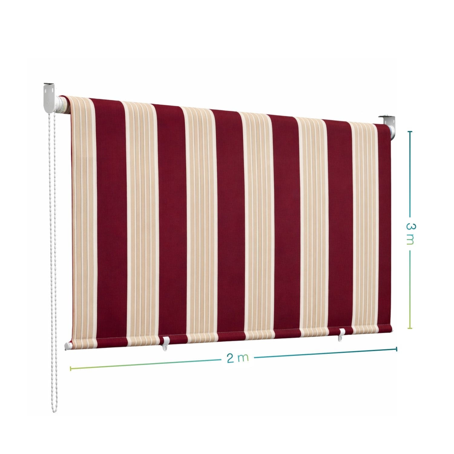 Tenda da sole a righe rosso bordoux 200x300 cm con catenella