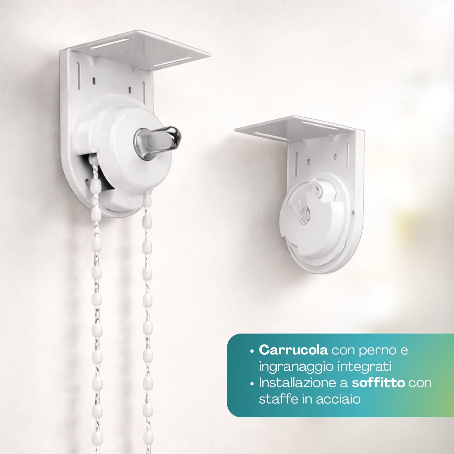 Supporto tenda da sole con ingranaggio integrato e fissaggio soffitto