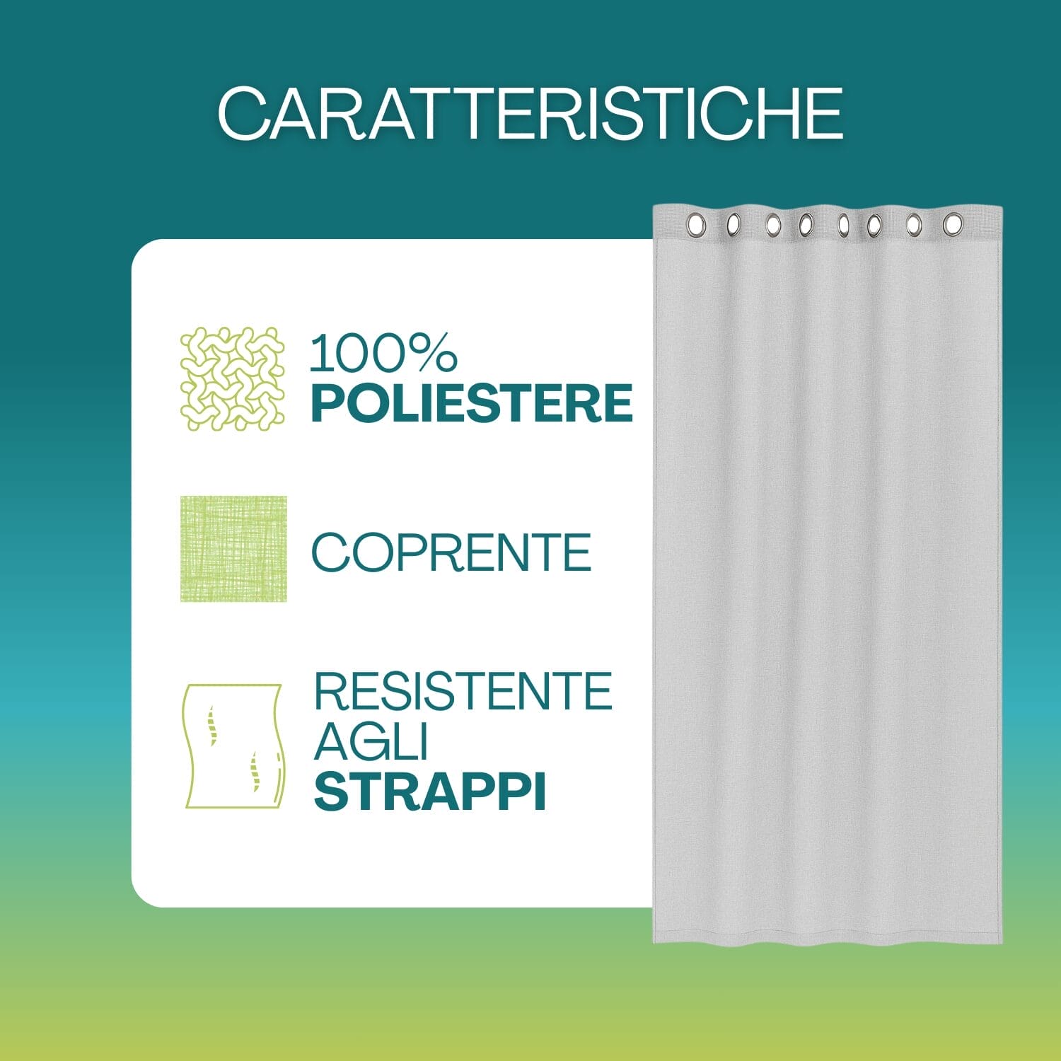 Tenda grigia coprente in poliestere resistente agli strappi con occhielli metallici