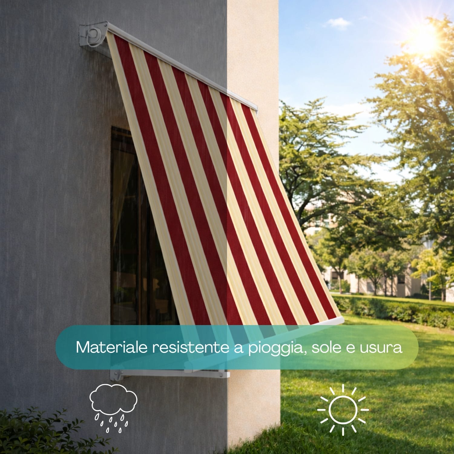 Tenda da balcone impermeabile bordoux resistente a sole pioggia e agenti esterni