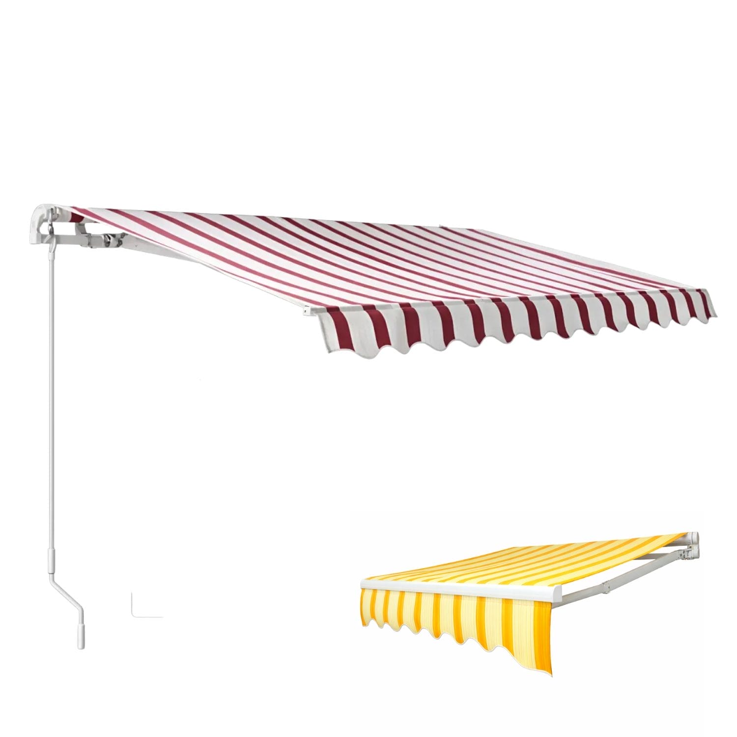 Tenda da sole a barra quadra con bracci estensibili e design a righe