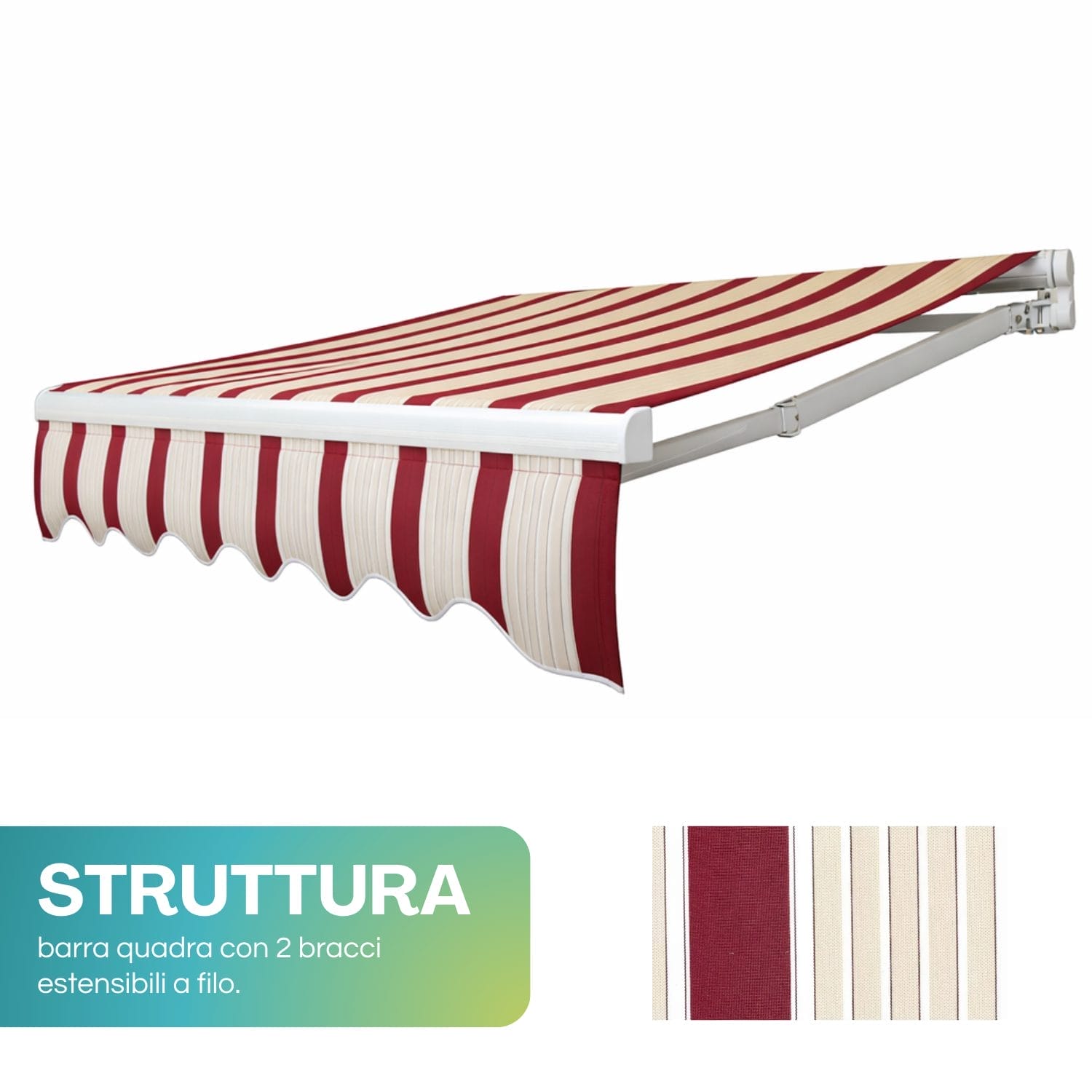 Tenda da sole bordouxa barra quadra con bracci estensibili per esterni