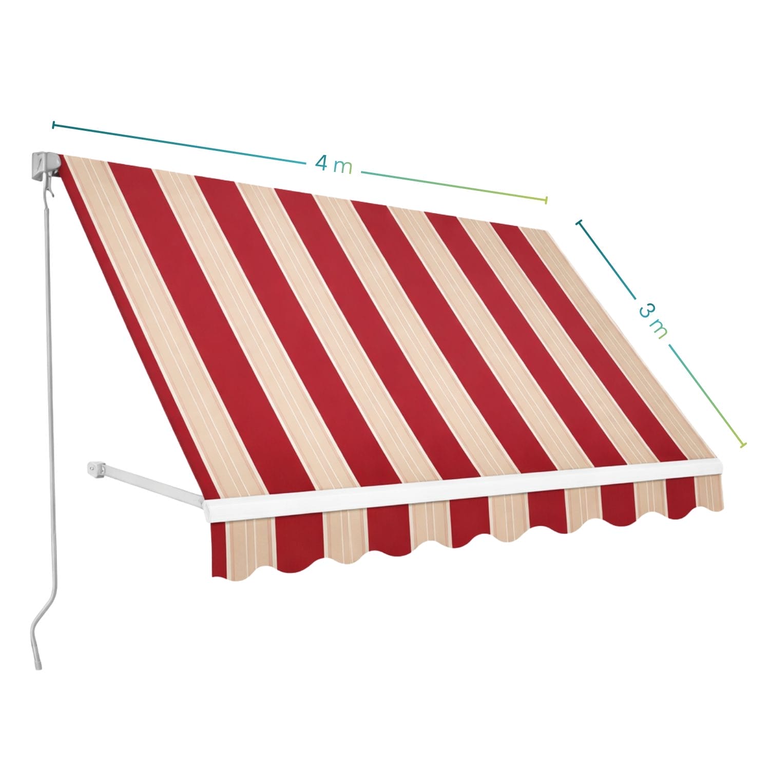 tende senza cassone 4x3 m rosso bordoux Tenda da sole 400x300 cm righe bordeaux crema con braccio avvolgibile