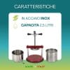 Torchietto inox 2,5 litri Made in Italy con accessori per spremitura frutta e verdura