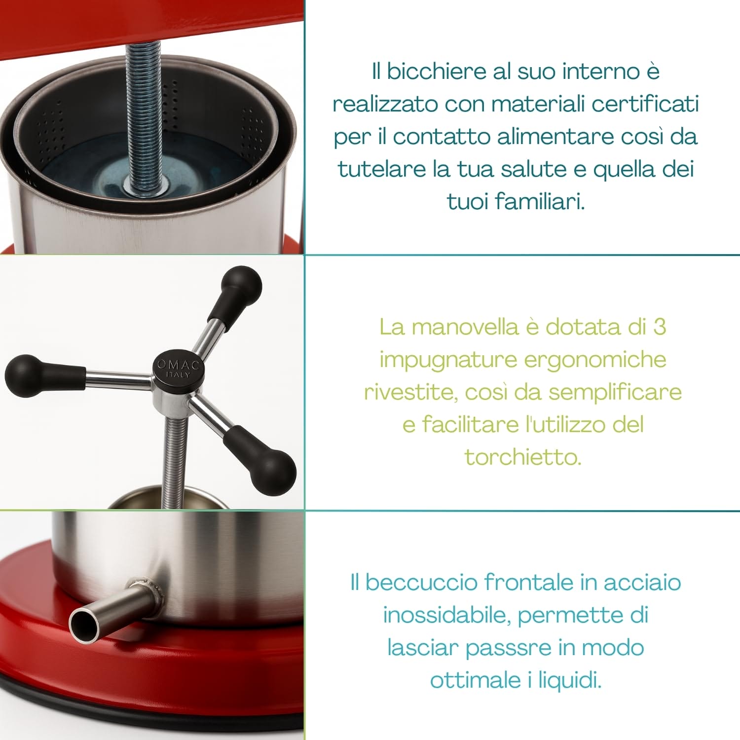 Torchietto inox con impugnatura ergonomica e beccuccio frontale antigoccia