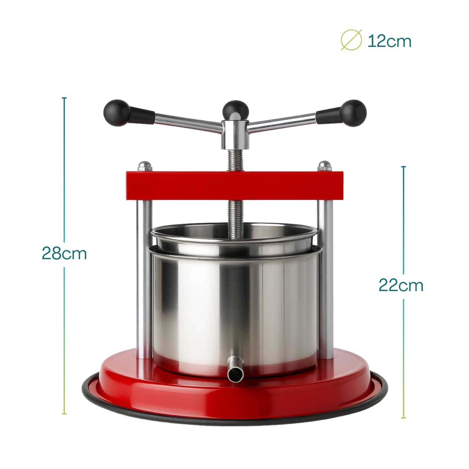 Torchietto in acciaio inox da 2,5 litri con misure 28x22 cm diametro 12 cm