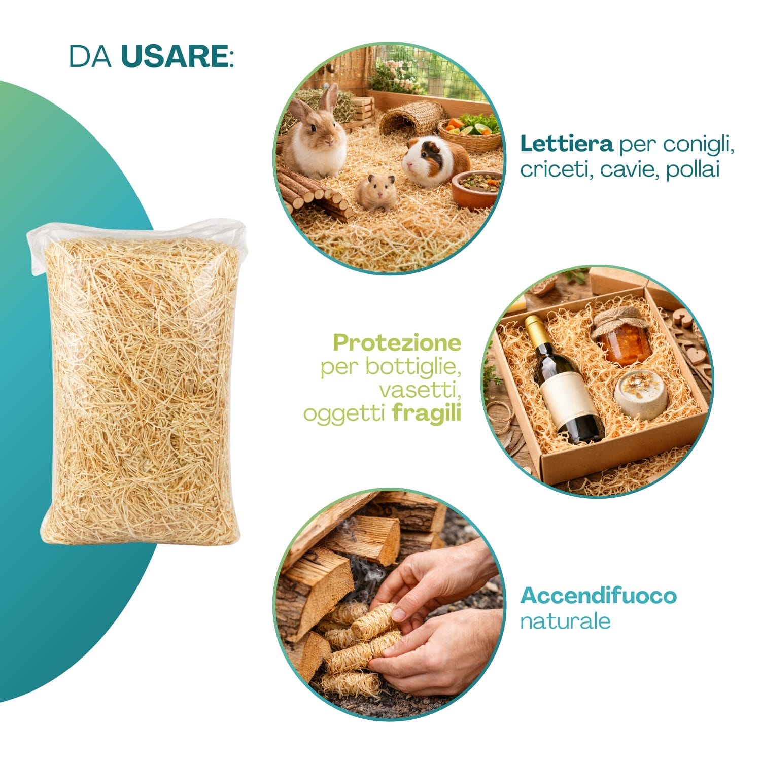 Trucioli di legno per imballaggio e protezione oggetti