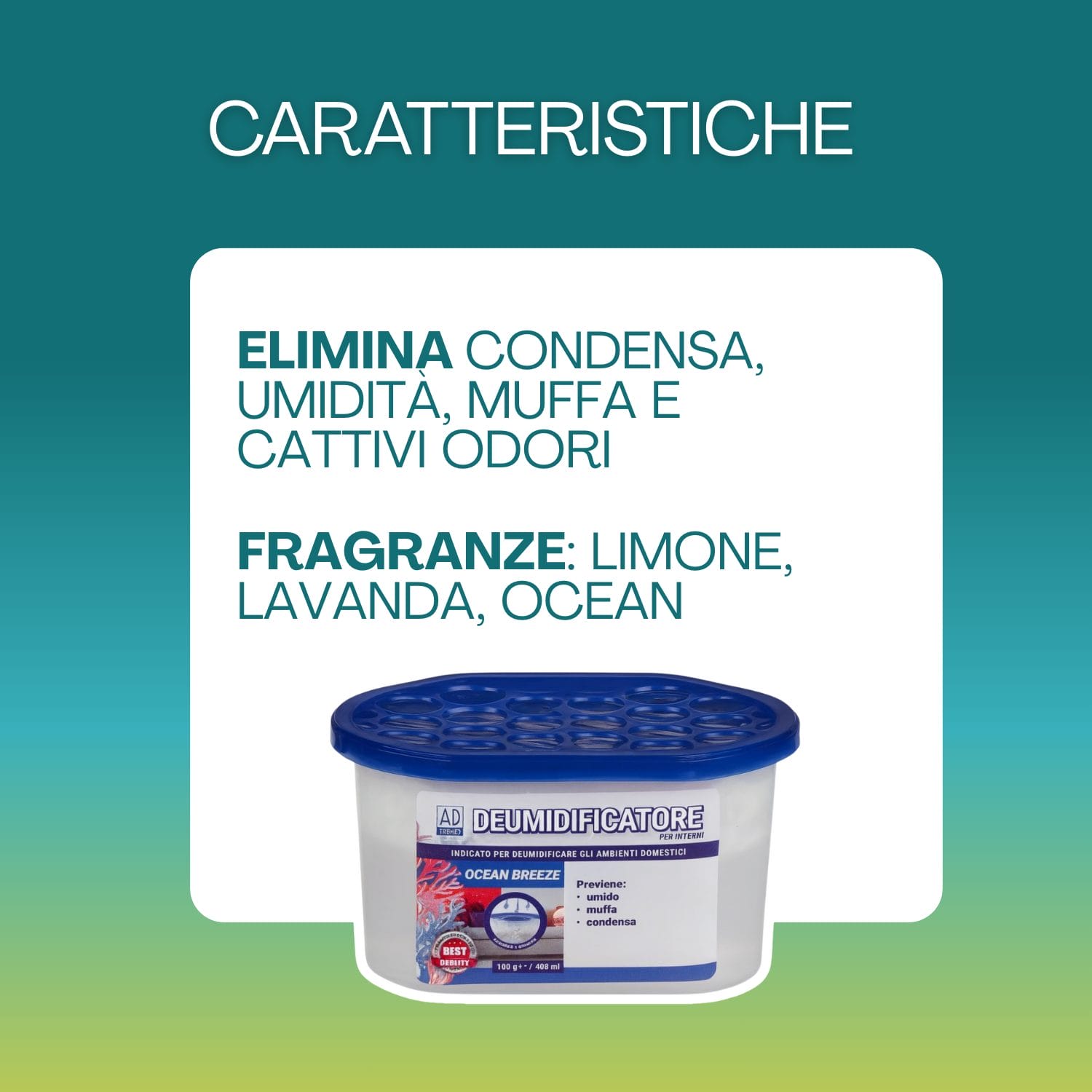 umidificatori foto caratteristiche Deumidificatore anti umidità per casa con fragranze limone lavanda ocean