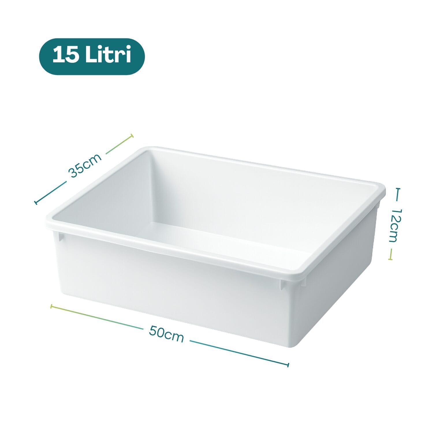 Vaschetta plastica bianca 15 litri dimensioni 50x35x12 cm per alimenti