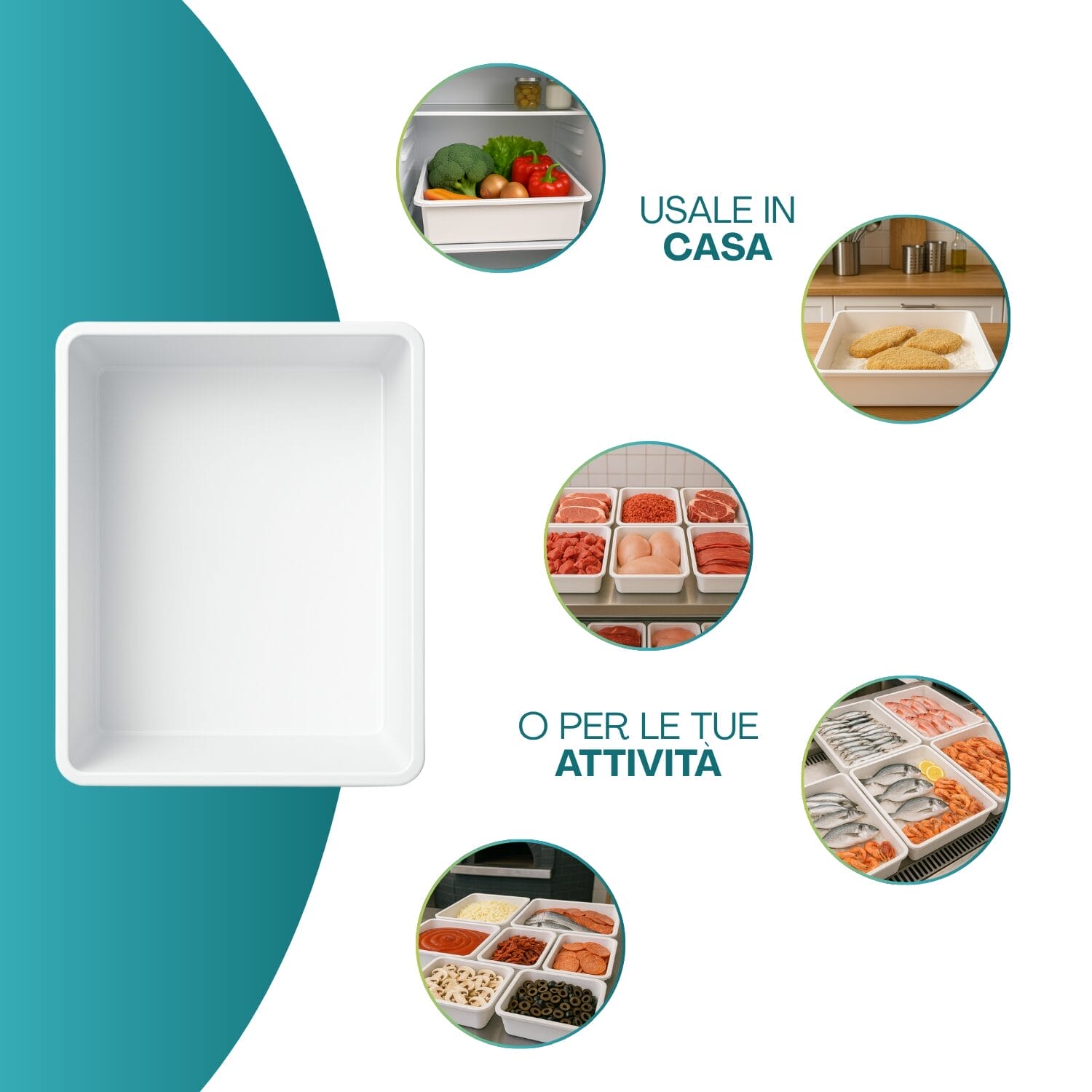 Vaschetta plastica bianca 15 litri uso alimentare per casa e attività professionali