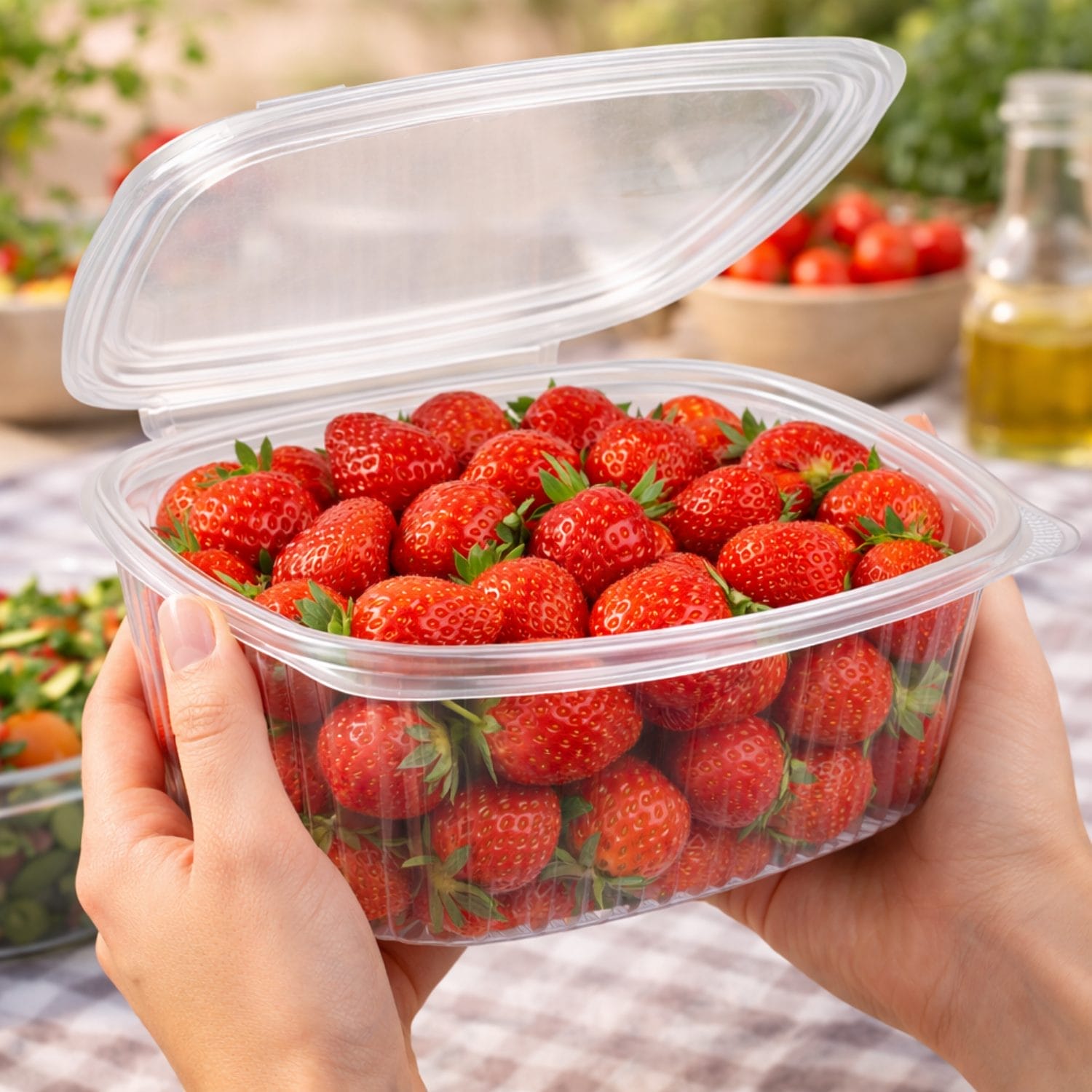 Vaschetta alimentare trasparente con coperchio per frutta fresca