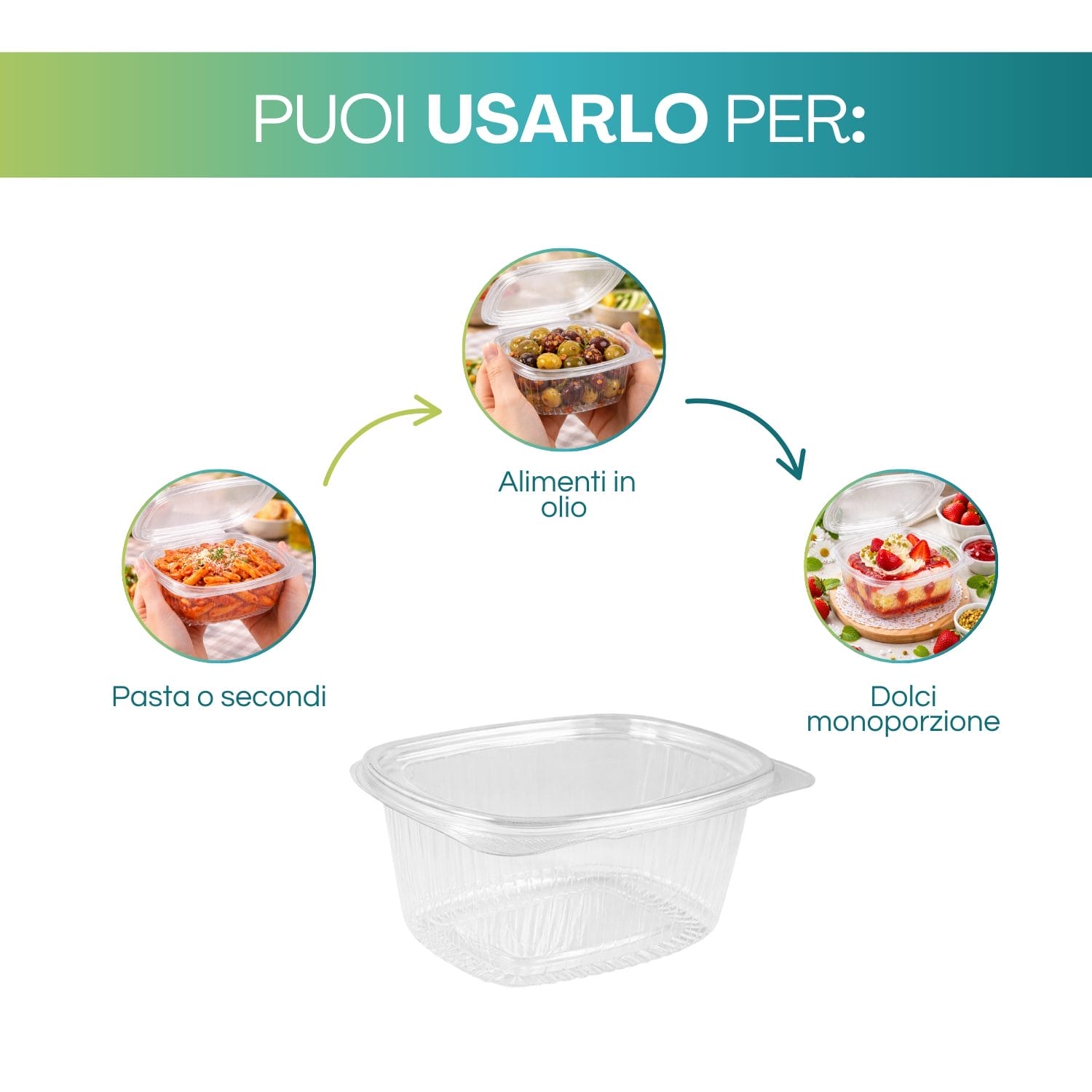 Vaschetta in plastica per pasta, alimenti in olio e dolci monoporzione