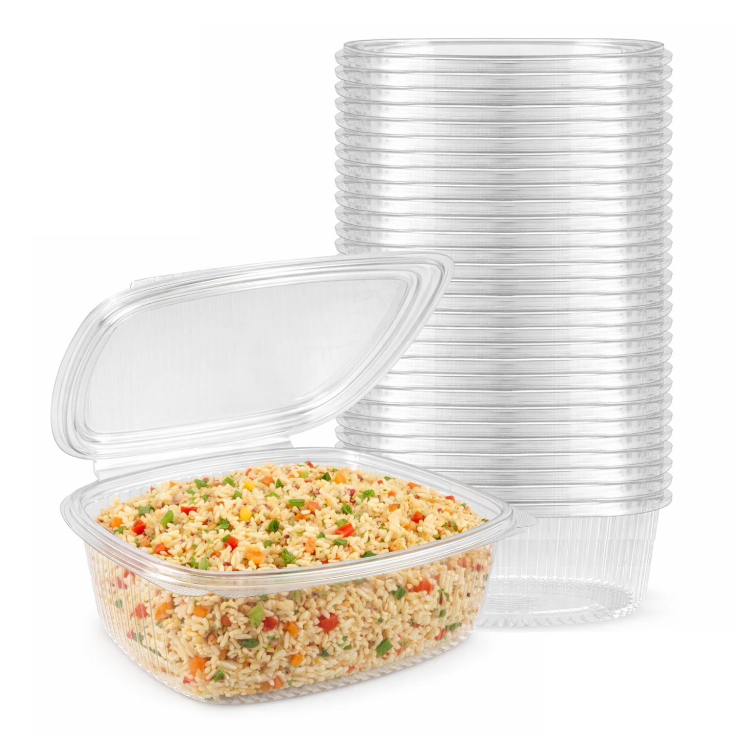 Vaschette alimentari in plastica PET impilabili con coperchio incluso