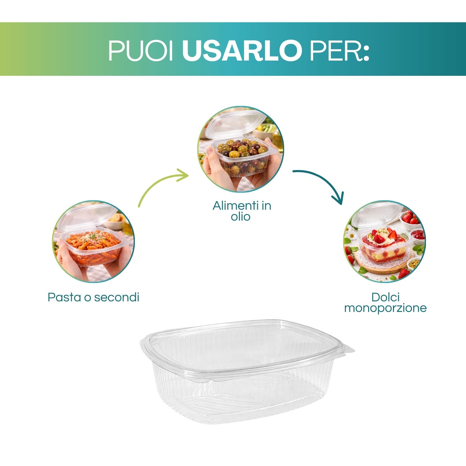 Vaschetta in plastica per pasta, alimenti in olio e dolci monoporzione