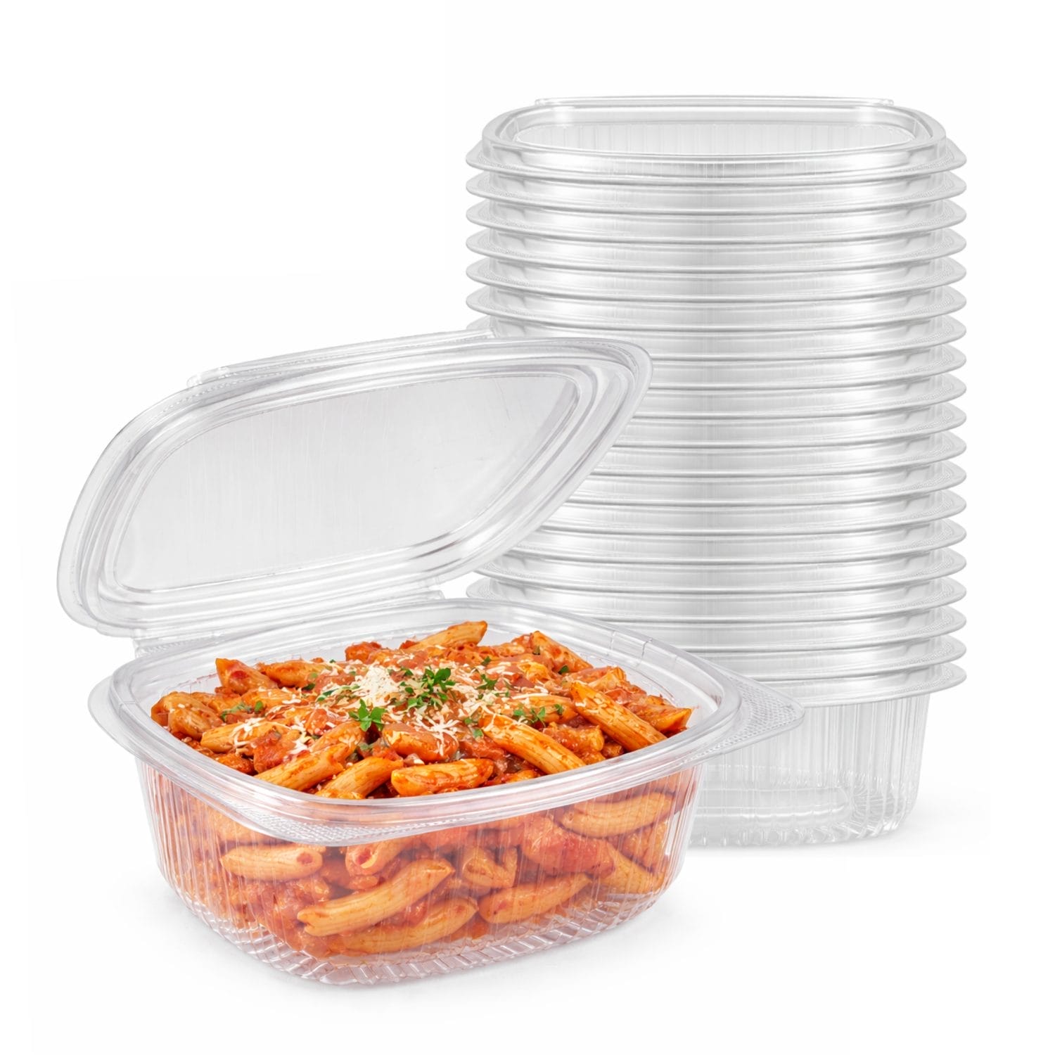 Vaschette alimentari in plastica PET impilabili con coperchio incluso