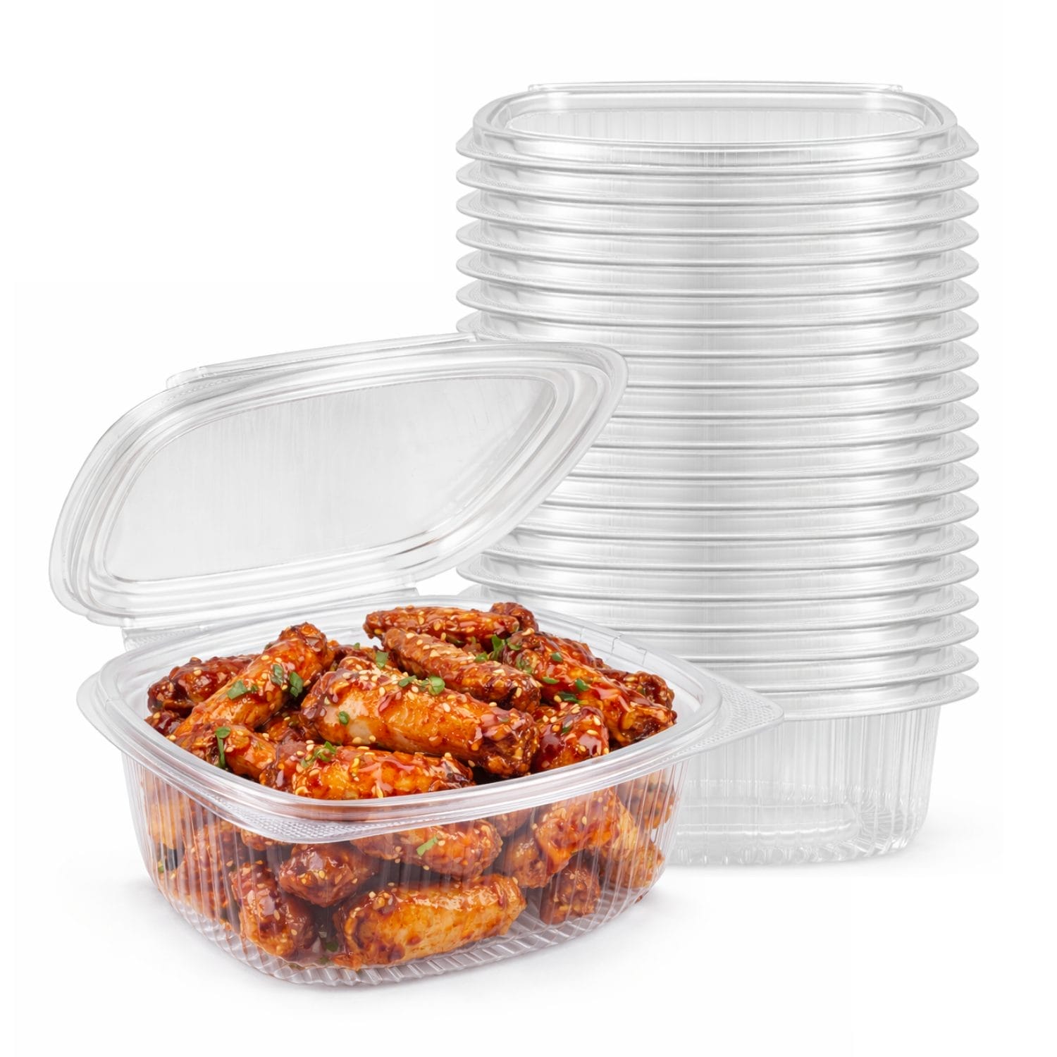 Vaschette alimentari in plastica PET impilabili con coperchio incluso