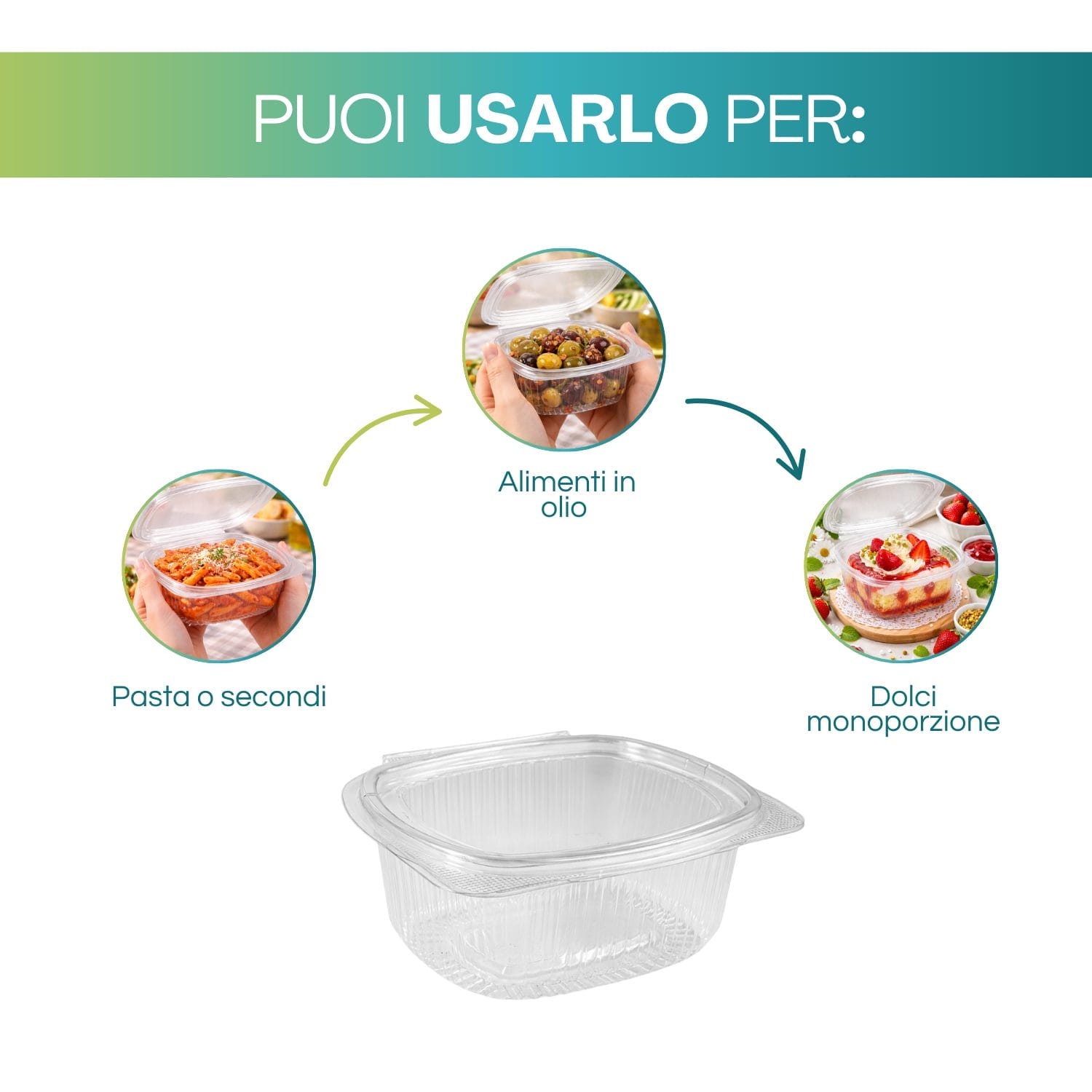 Vaschetta in plastica per pasta, alimenti in olio e dolci monoporzione