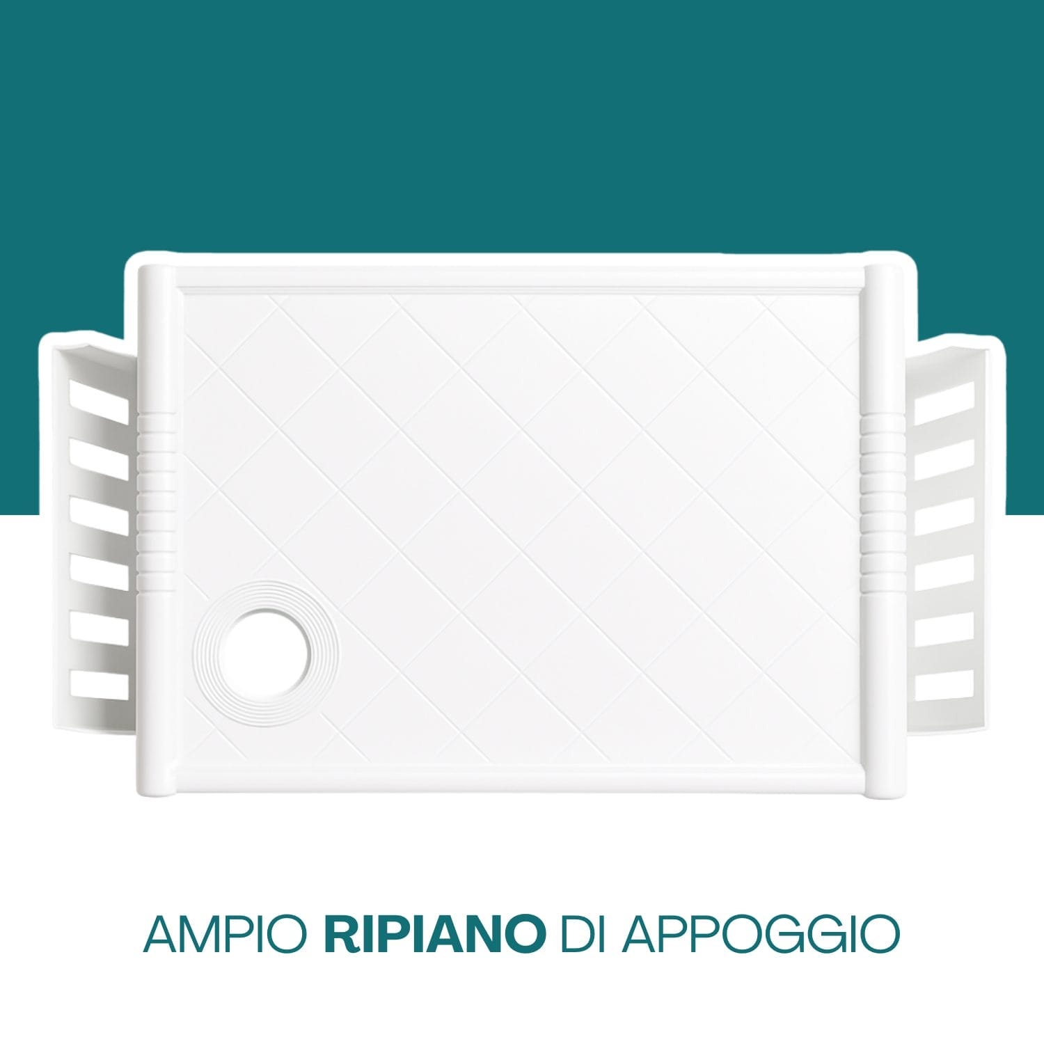 Ampio ripiano del vassoio da letto bianco con foro passacavo integrato