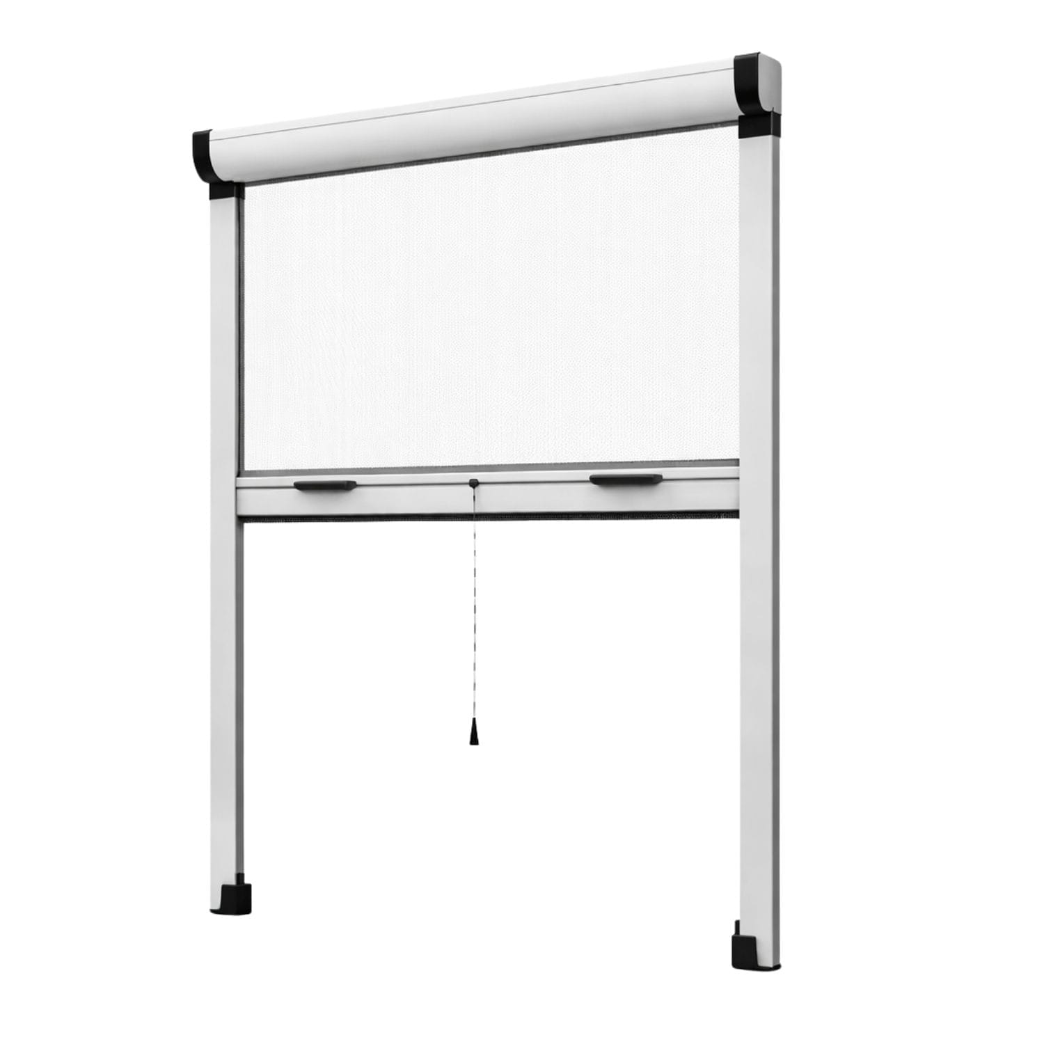 Zanzariera a rullo bianca su sfondo bianco