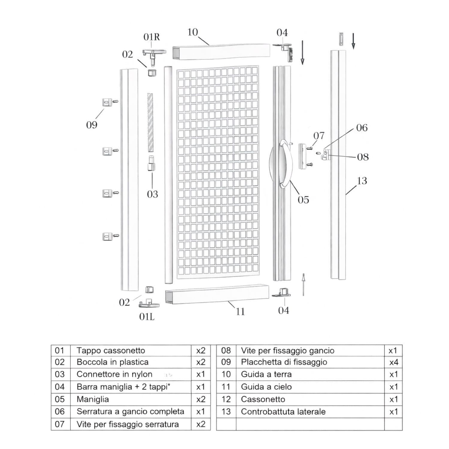 zanzariera avvolgibile laterale bianca componenti